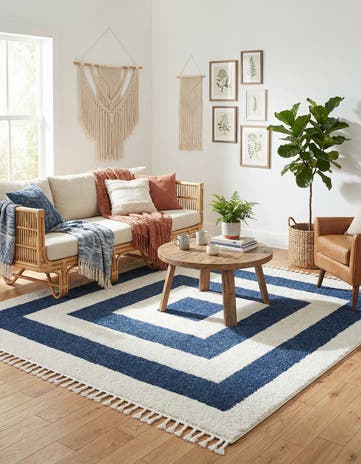 Blue Boho Square Rug