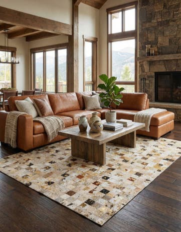 5' x 8' Cowhide Leather Rug