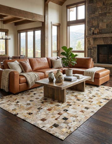 5' x 8' Cowhide Leather Rug