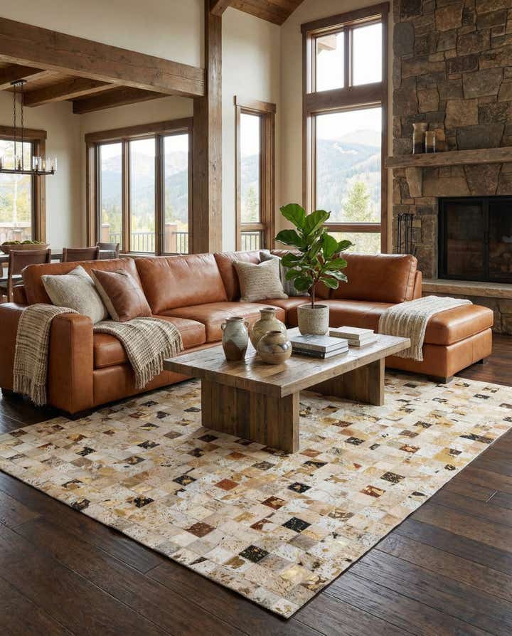 5' x 8' Cowhide Leather Rug