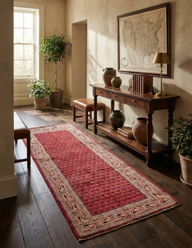 Detail image of 3' 9 x 10'  Hand Knotted Botemir Persian Wool Runner Rug