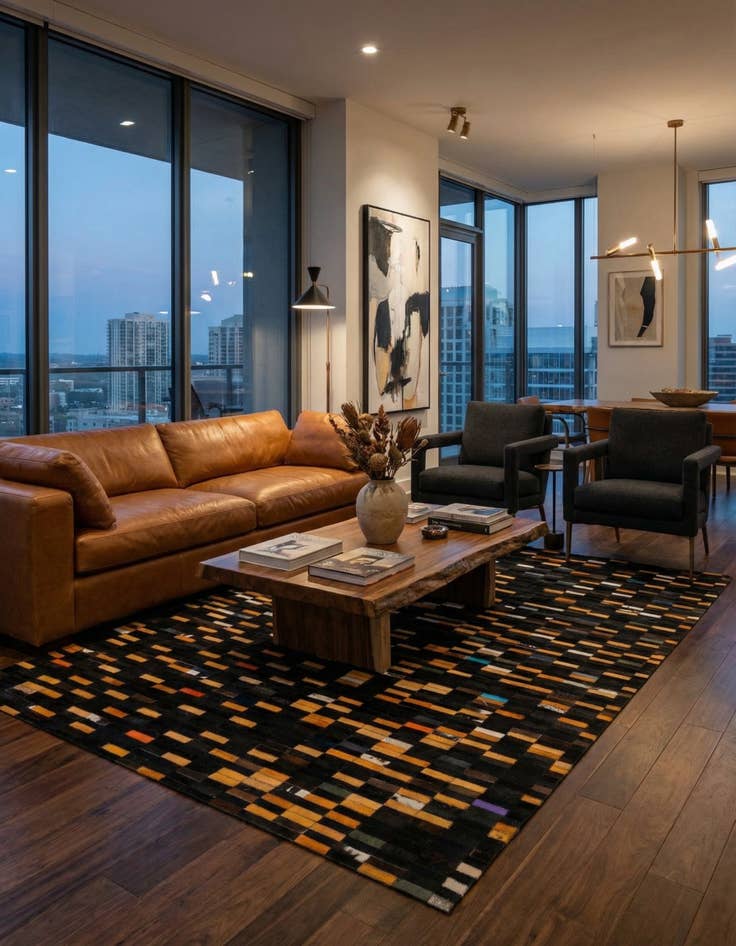 Detail image of  5' 2 x 7' 11 Cowhide - Patchwork Rug