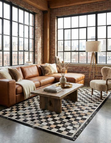 5' x 8' Cowhide Leather Rug