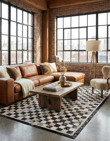 5' x 8' Cowhide Leather Rug