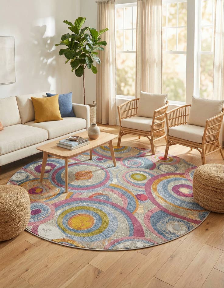 Detail image of  7' 10 x 7' 10  Washable Modern Indoor / Outdoor Square Rug