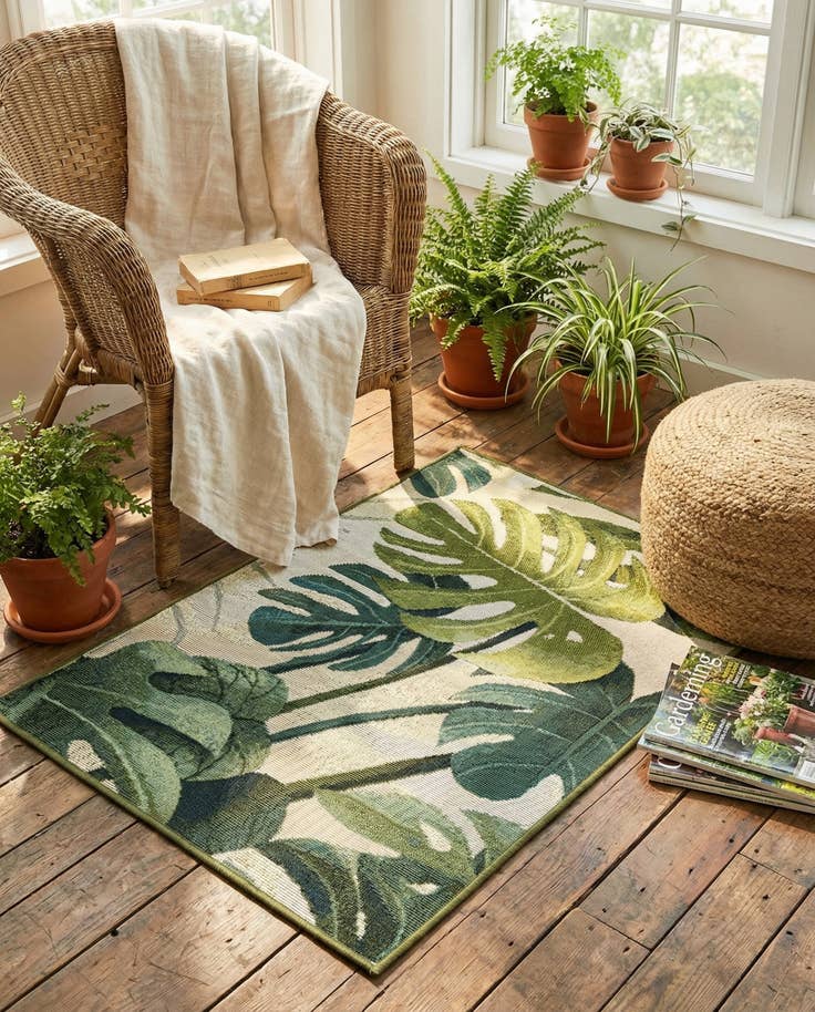 Detail image of 2' x 3' Easy-Clean Botanical Indoor / Outdoor Rug