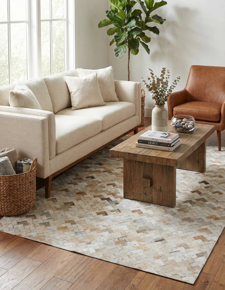 Detail image of 5' 3 x 8' 1 Cowhide - Patchwork Rug