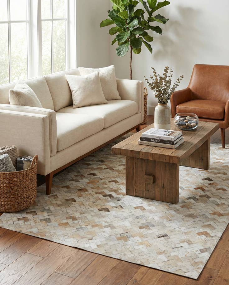 Detail image of 5' 3 x 8' 1 Cowhide - Patchwork Rug