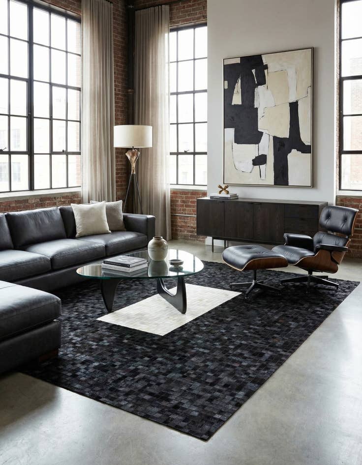 Detail image of 8' 1 x 9' 11 Cowhide Stocks Rug