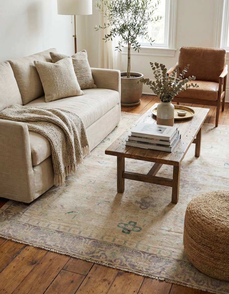 Detail image of  4' 5 x 6' 1  Hand Knotted Ultra Vintage Persian Wool Rug