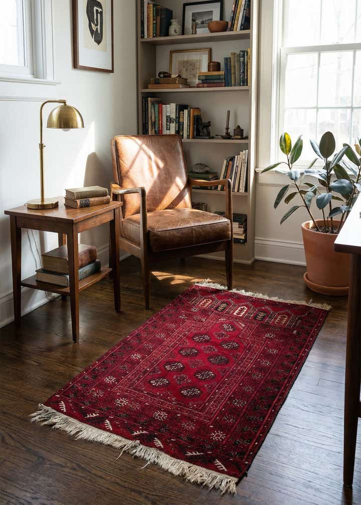 2' 6 x 3' 11 Hand Knotted Afghan Akhche Oriental Wool Rug