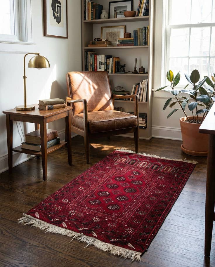 Detail image of 2' 6 x 3' 11 Hand Knotted Afghan Akhche Oriental Wool Rug