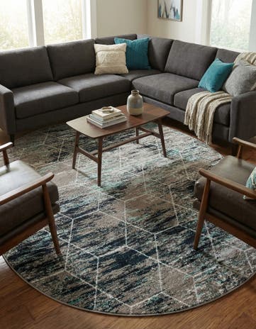 7' 10 x 10' Lattice Frieze Oval Rug