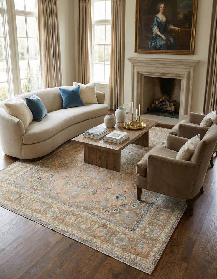 Detail image of 9' 5 x 12' 4  Hand Knotted Ultra Vintage Persian Wool Rug