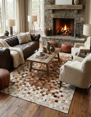 4' 11 x 8' Cowhide Stocks Rug