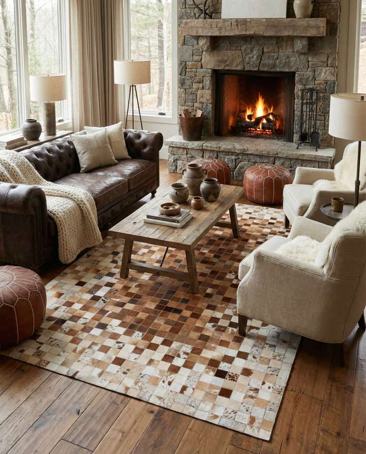 4' 11 x 8' Cowhide Stocks Rug