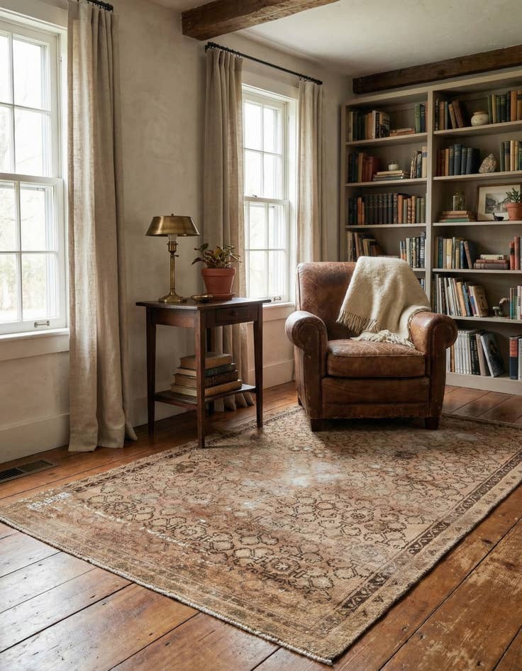 Detail image of  4' 5 x 6' 10  Hand Knotted Ultra Vintage Persian Wool Rug