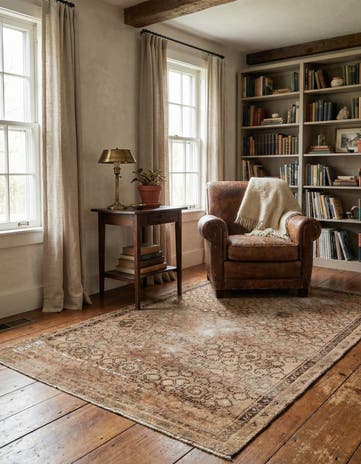 4' 5 x 6' 10 Hand Knotted Ultra Vintage Persian Wool Rug