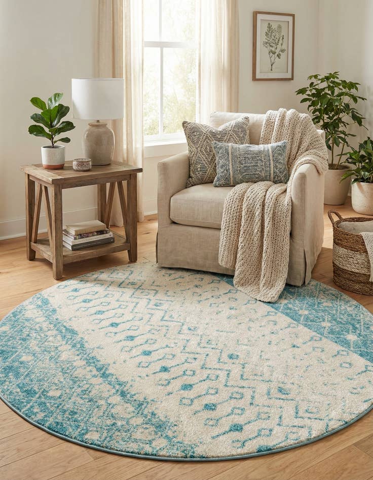 Detail image of  6' x 6' Moroccan Trellis Round Rug