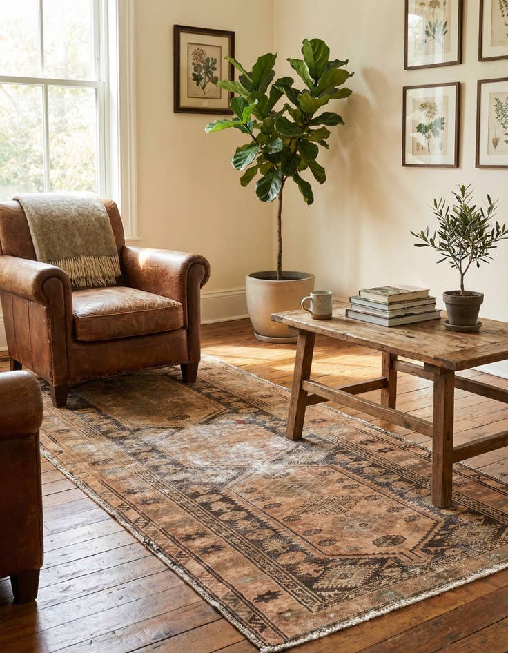 Detail image of  3' 4 x 6'  Hand Knotted Ultra Vintage Persian Wool Rug