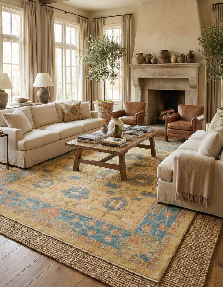 Detail image of 10' 9 x 13' 7  Hand Knotted Oushak Wool Rug