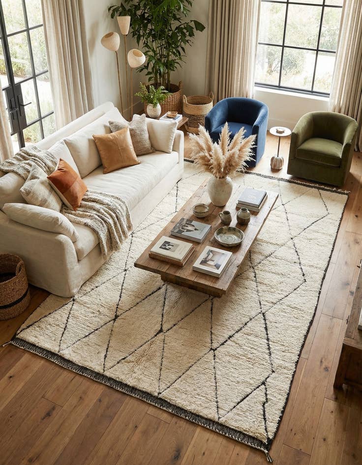 Detail image of 7' x 9' 9  Hand Knotted Moroccan Wool Rug