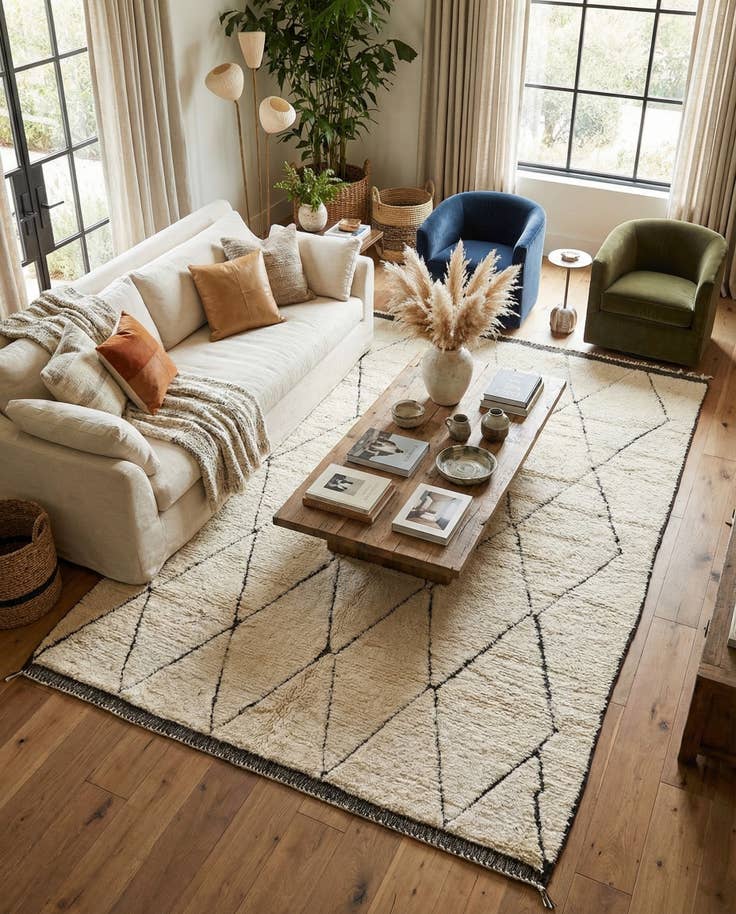Detail image of 7' x 9' 9 Hand Knotted Moroccan Wool Rug