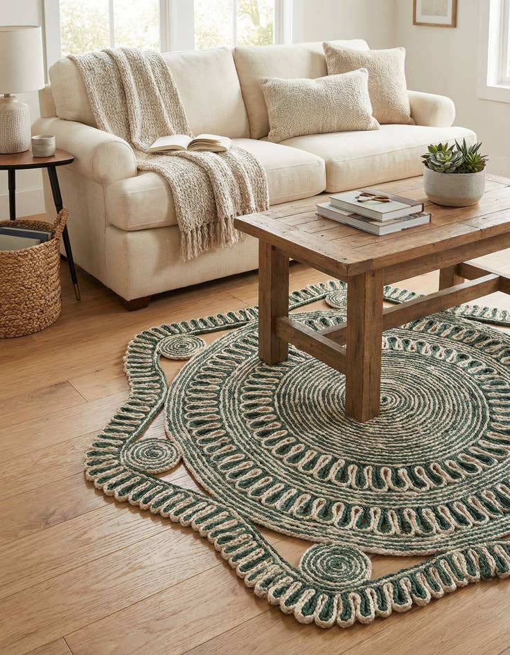 Detail image of 4' 1 x 4' 1  Hand Braided Jute Round Rug