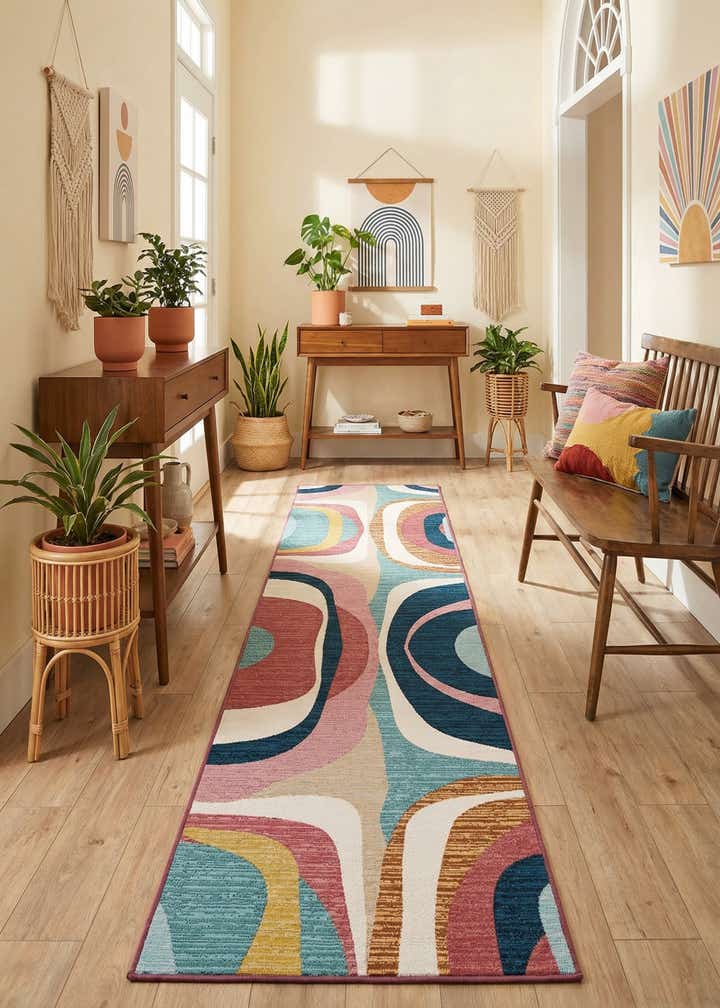 2' 7 x 12' Easy-Clean Modern Indoor / Outdoor Runner Rug