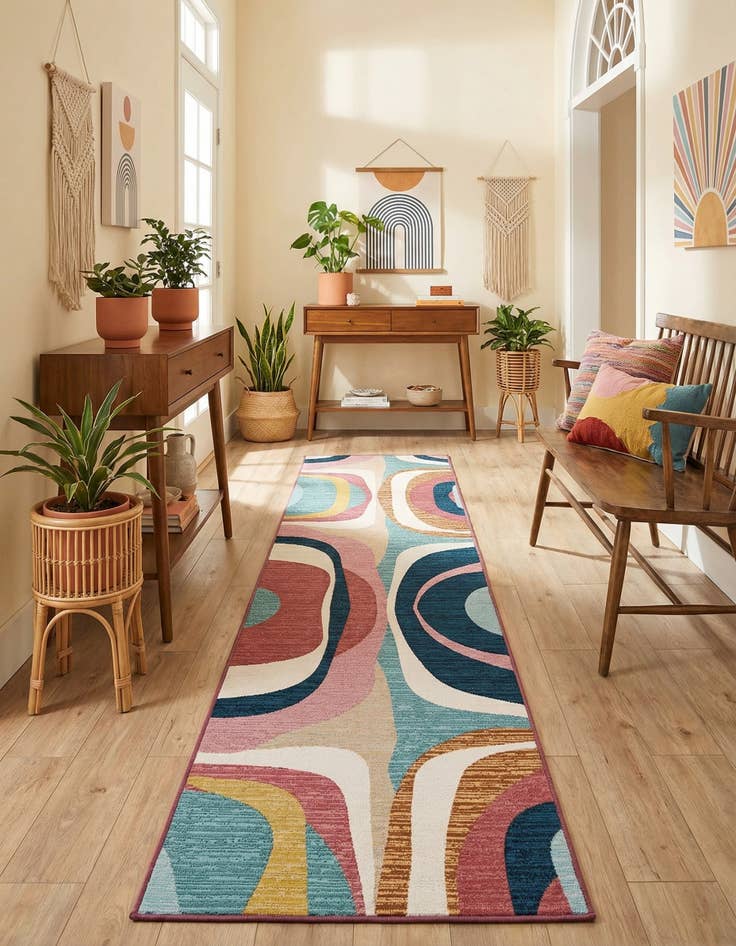 Detail image of 2' 7 x 12' Easy-Clean Modern Indoor / Outdoor Runner Rug