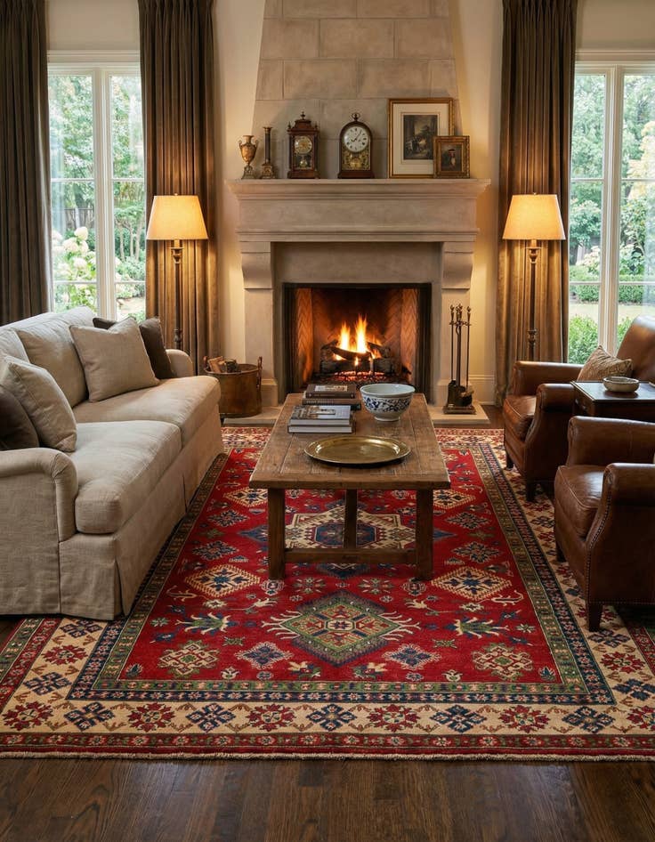 Detail image of 6' 7 x 9' 9  Hand Knotted Kazak Rug