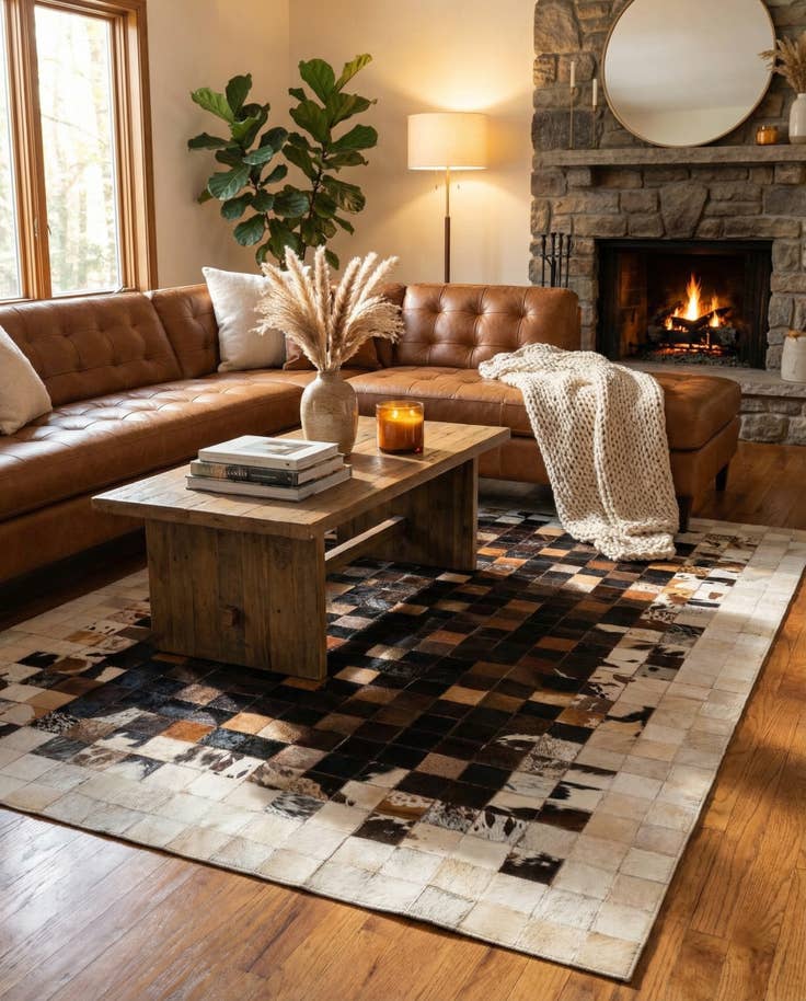 Detail image of 5' x 7' 11 Cowhide Stocks Rug