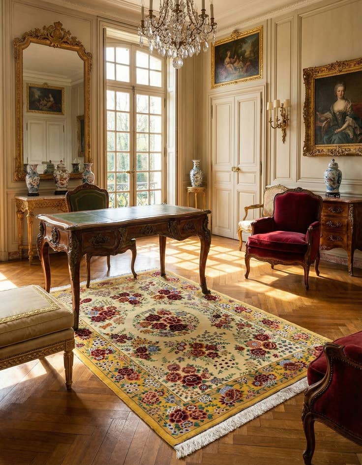 Detail image of  3' 3 x 5' 5 Ghom Silk Rug