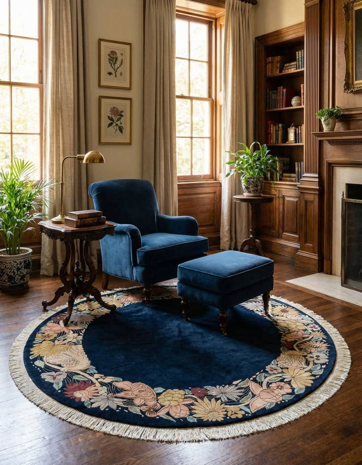 Detail image of 8' 2 x 8' 3  Hand Knotted Tibet Wool Round Rug