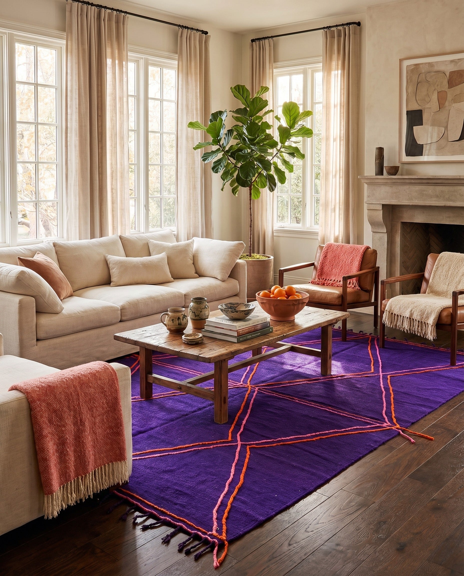 6' 7 x 9' 7 Hand Knotted Moroccan Wool Rug