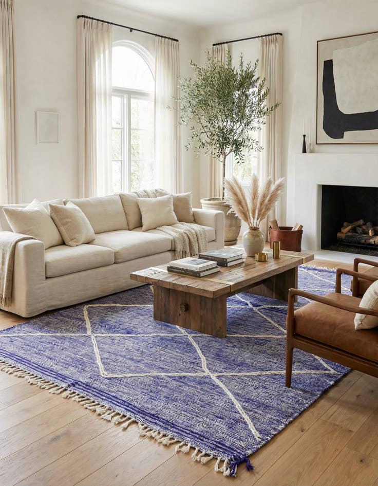 Detail image of  6' 8 x 9' 10  Hand Knotted Moroccan Wool Rug