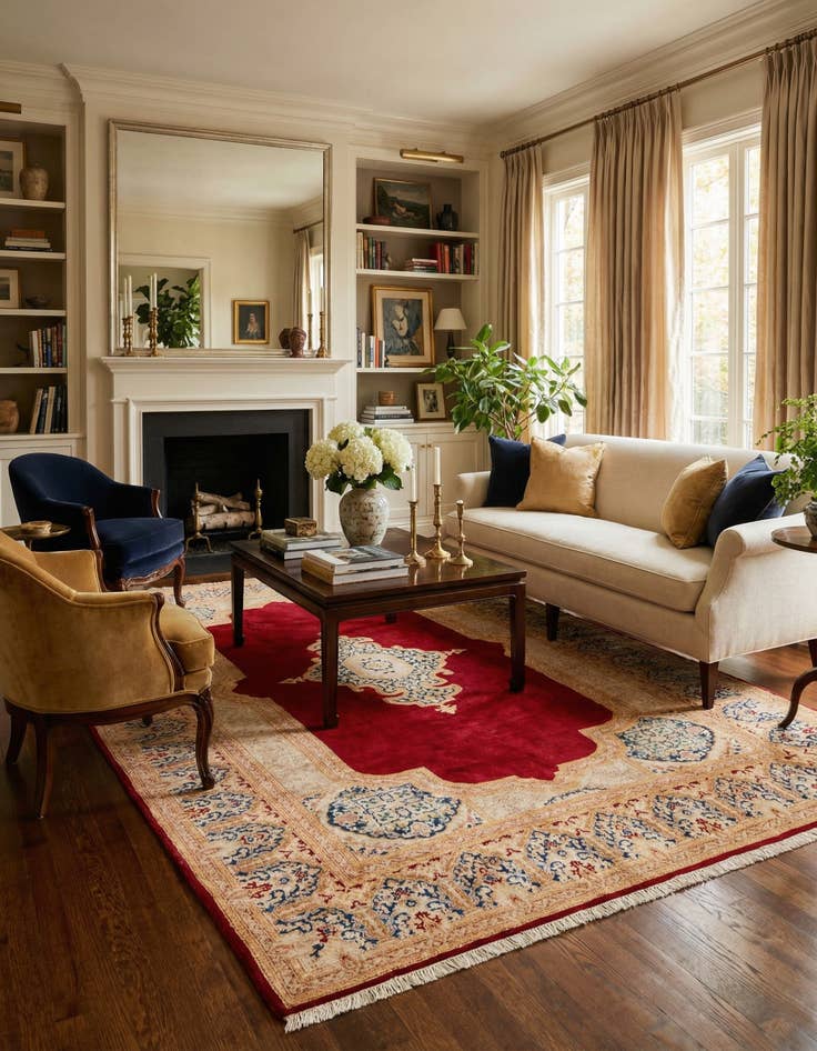 Detail image of 6' 5 x 9' 5  Hand Knotted Kerman Wool Rug