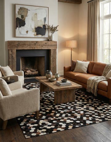 5' 1 x 8' Cowhide Leather Rug