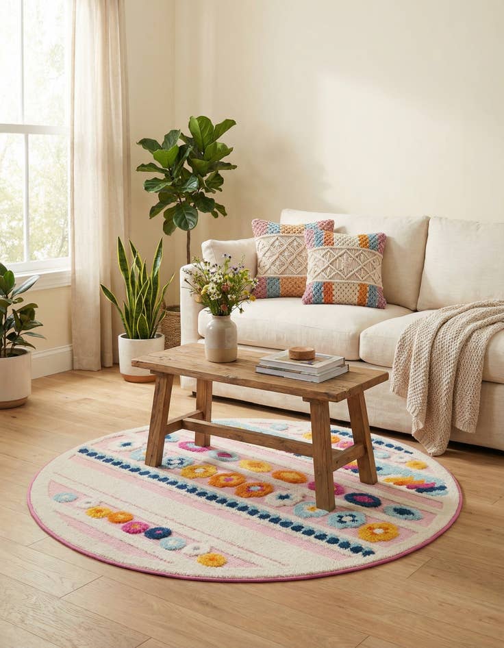 Detail image of 3' 3 x 3' 3  Washable Aruba Indoor / Outdoor Round Rug