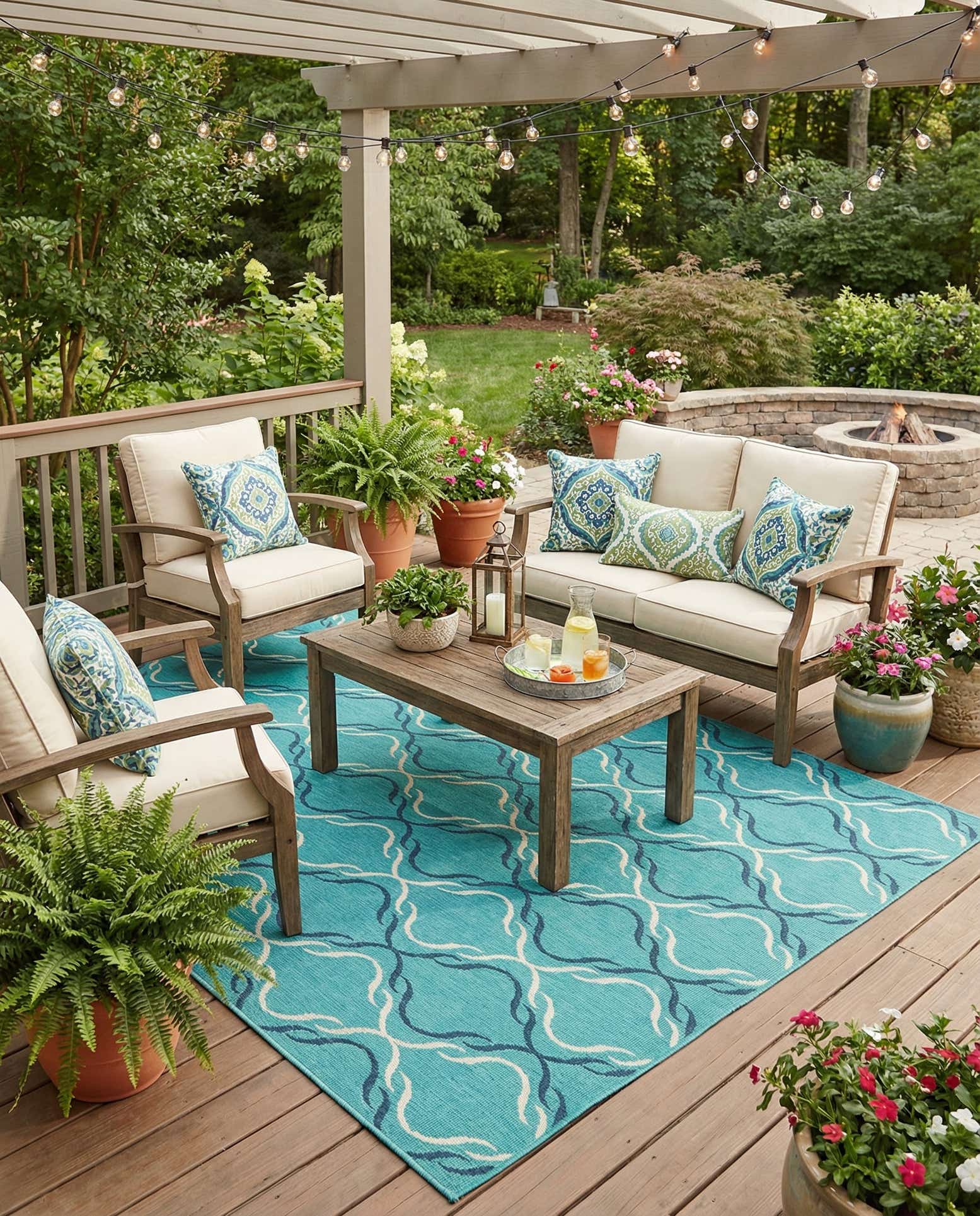 5' 3 x 8' Easy-Clean Trellis Indoor / Outdoor Rug