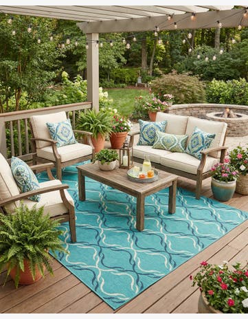 5' 3 x 8' Easy-Clean Lattice Indoor / Outdoor Rug