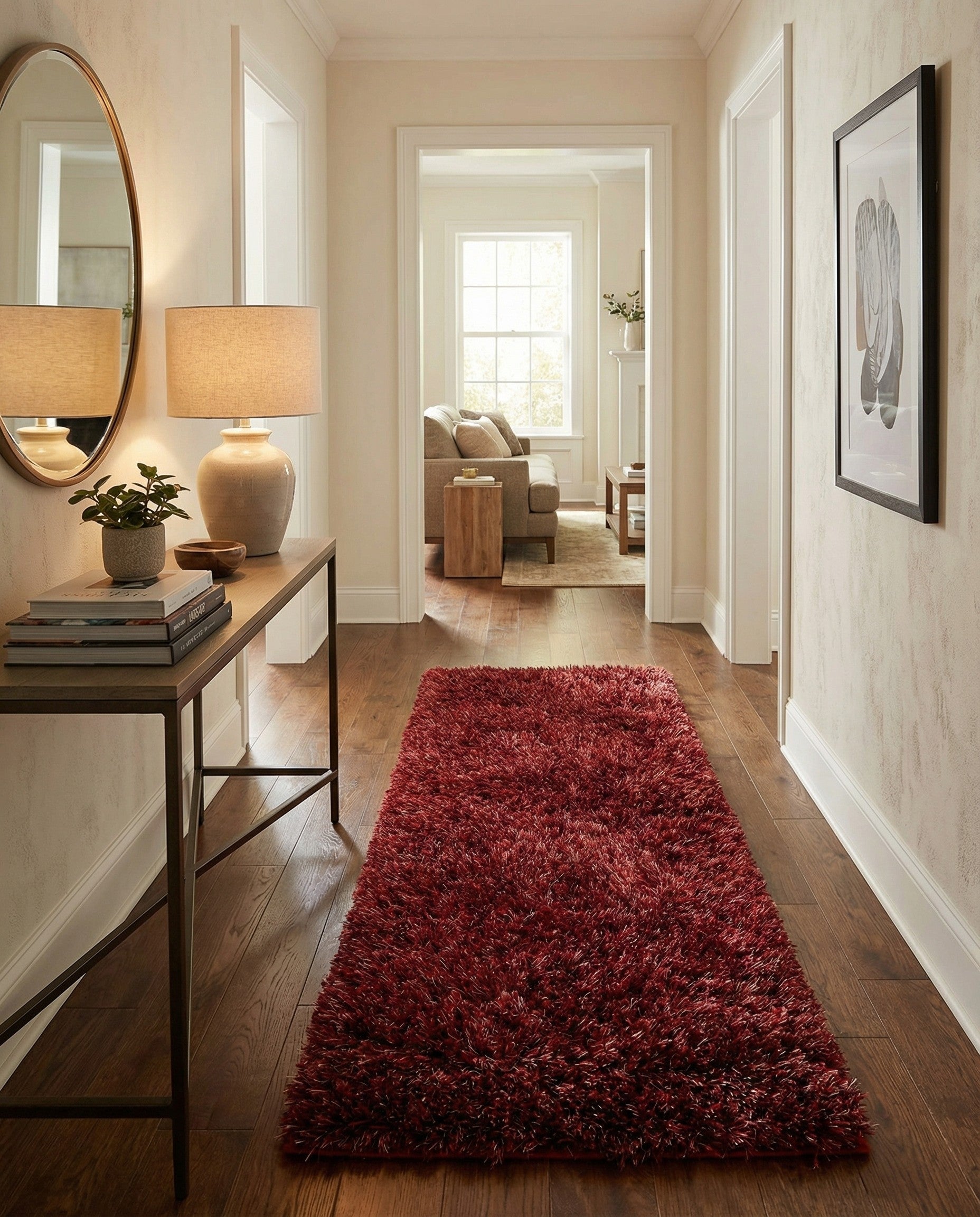  2' 5 x 4' 7  Hand Knotted Two-Tone Shag Oriental Runner Rug