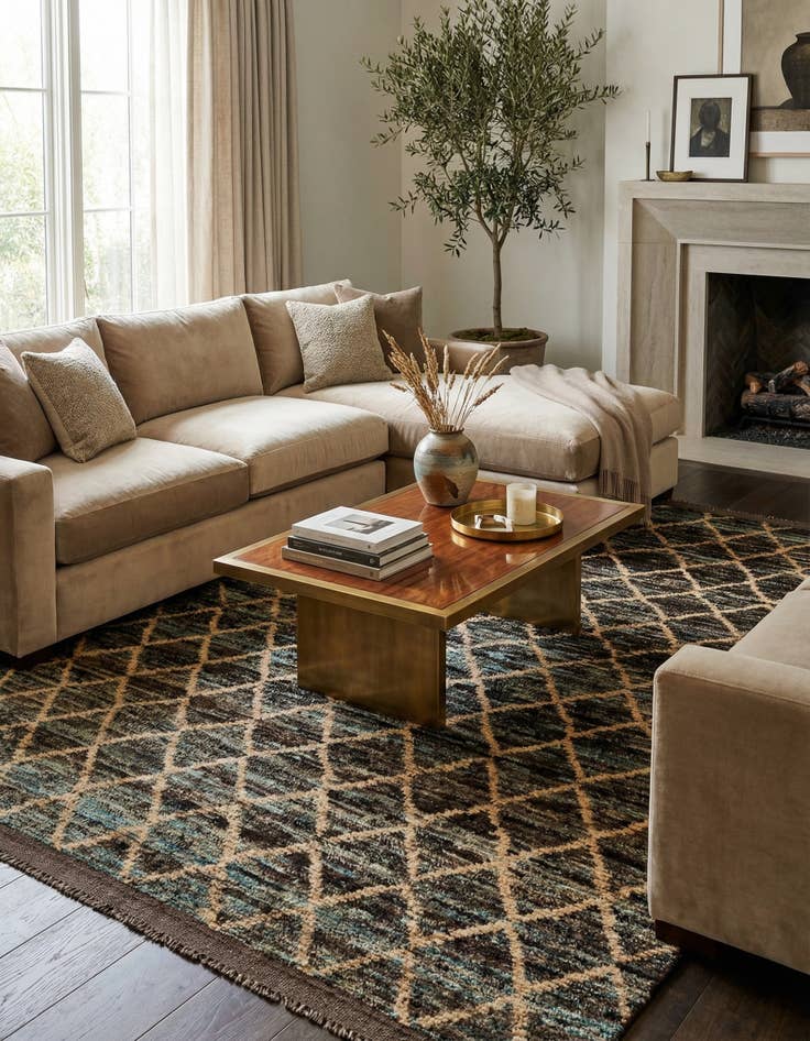 Detail image of 5' 6 x 7' 6 Hand Knotted Moroccan Wool Rug