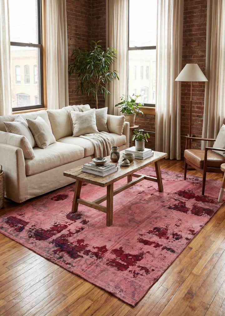 5' 8 x 6' 9 Hand Knotted Ultra Vintage Persian Wool Square Rug