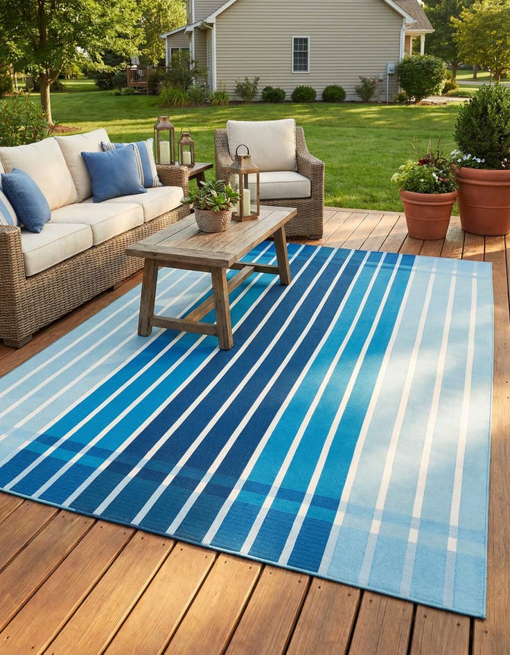 Detail image of 10' x 13' Easy-Clean Striped Indoor / Outdoor Rug
