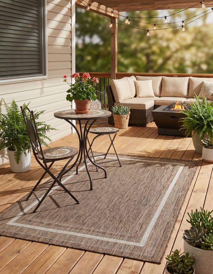 Detail image of  4' x 6'  Washable Border Indoor / Outdoor Rug