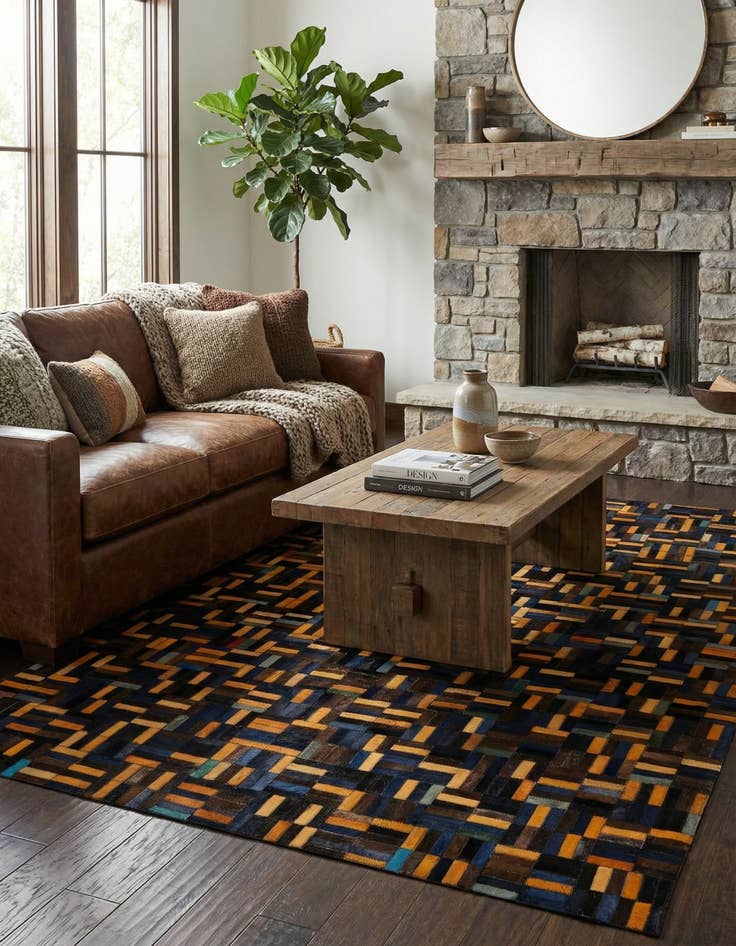 Detail image of 4' 11 x 7' 10 Cowhide - Patchwork Rug