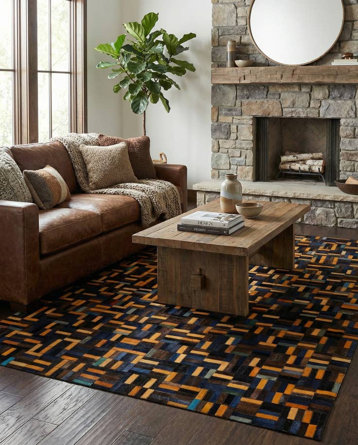 Detail image of 4' 11 x 7' 10 Cowhide - Patchwork Rug