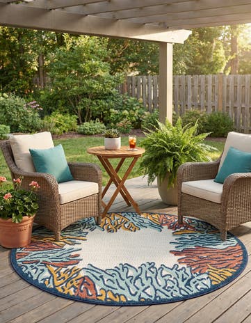 5' 3 x 5' 3 Easy-Clean Belize Indoor / Outdoor Round Rug
