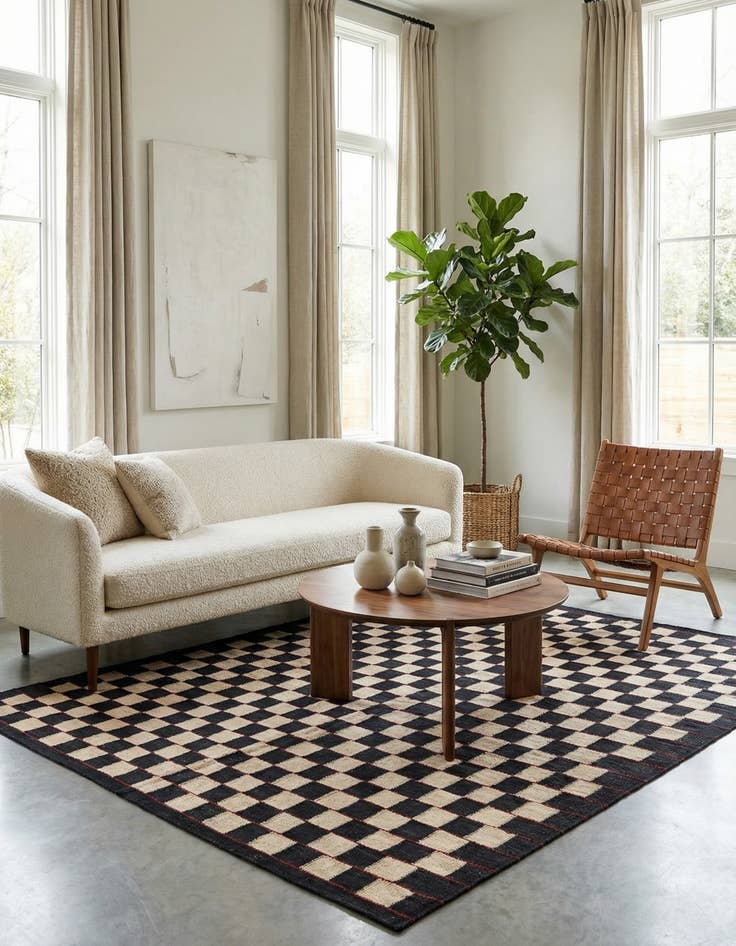 Detail image of 4' 10 x 6' 2 Hand Woven Kilim Modern Wool Rug